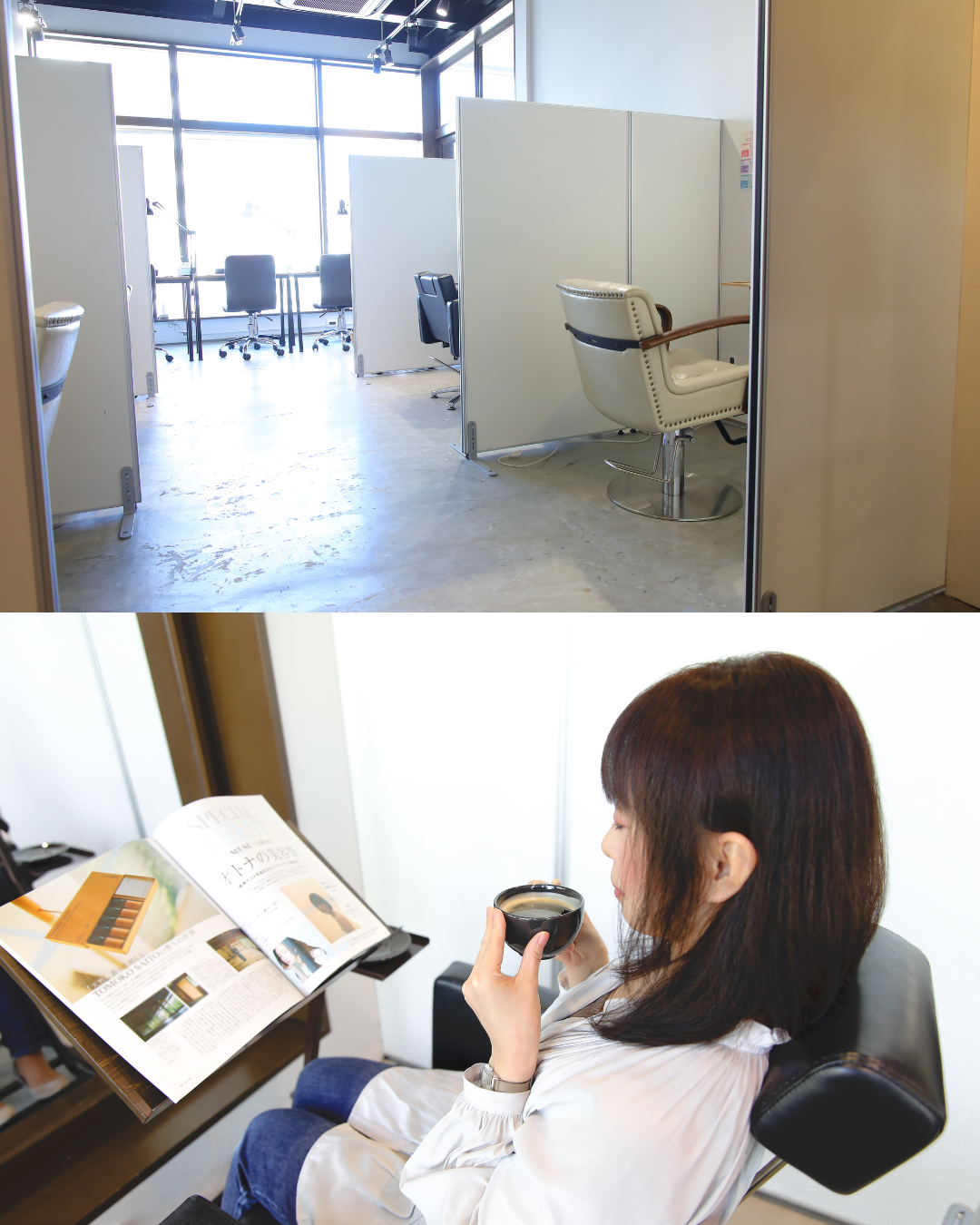 ACRO HAIR 女性専用美容室 半個室の施術スペース